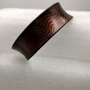 Textured Copper Etched Wave Design Wide Cuff Bracelet